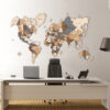 Mappa del mondo in legno da parete a colori