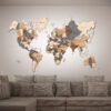 Mappa del mondo in legno da parete a colori