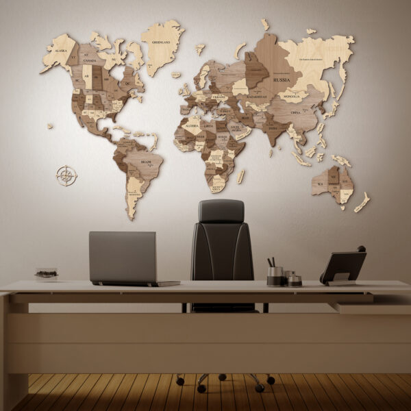 Mappa del Mondo da parete in legno